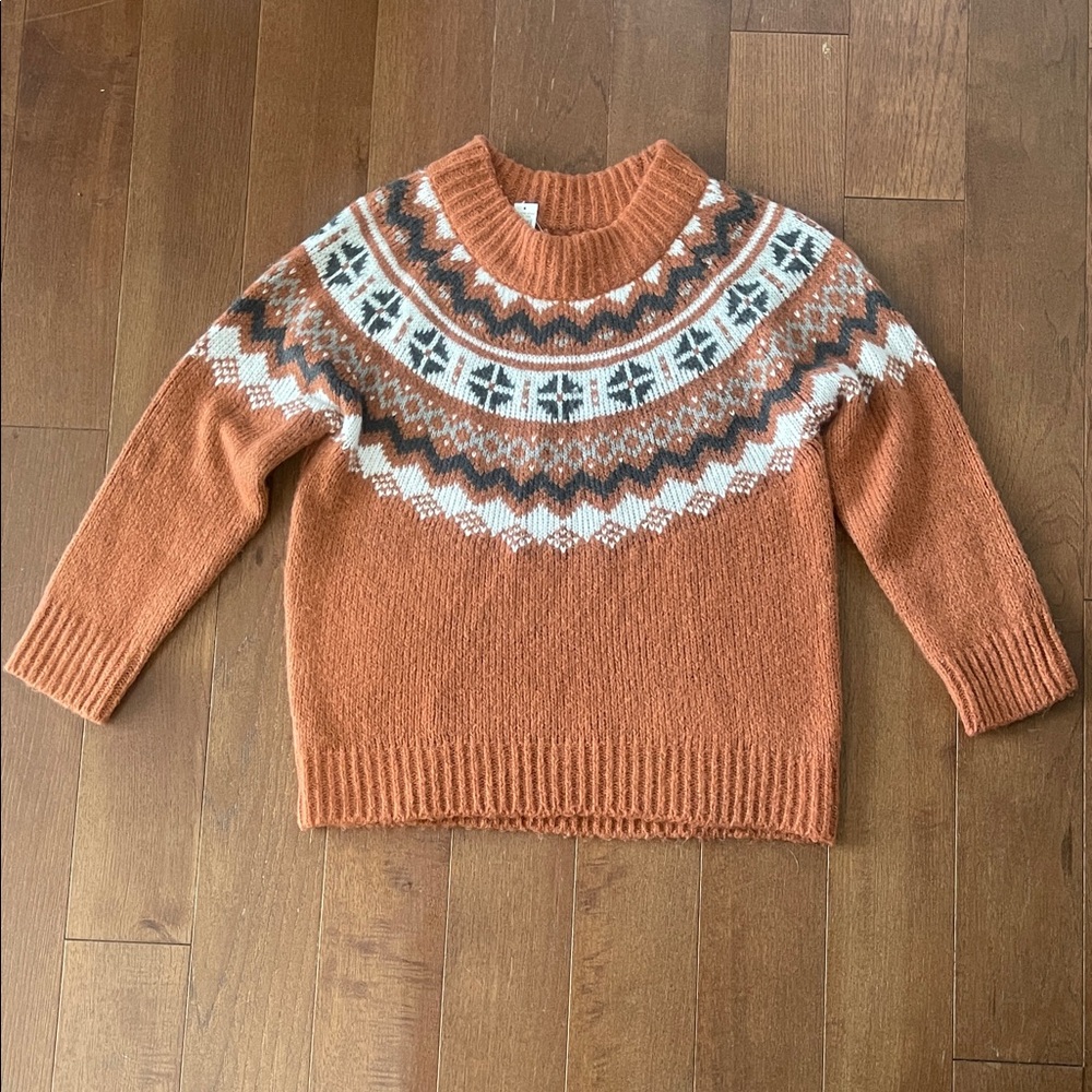 NWT Aerie Cozy Knit Sweater - Rust, Brown, nd White